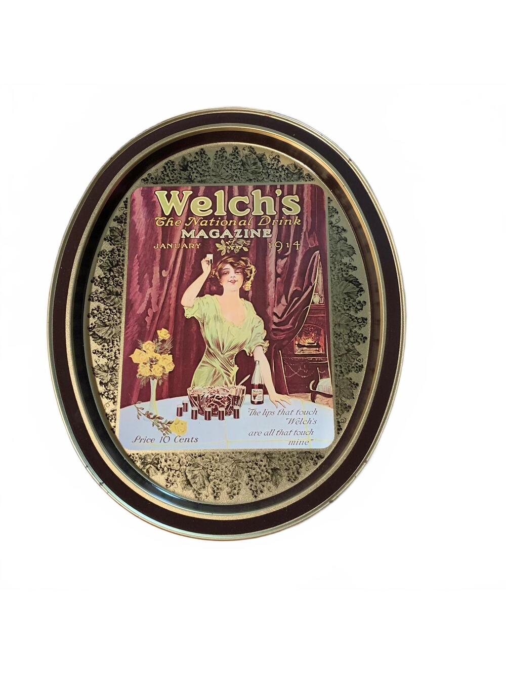 Welch's Grape Juice Magazine Oval Metal Serving Tray